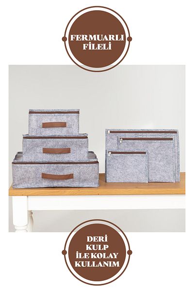 Manken İstanbul Merva 6 Piece Set Leather Detailed Suitcase Organizer, Suitcase Organizer, Suitcase Organizer