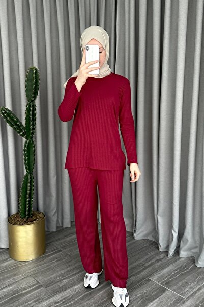 ModaAycan Claret Red Corded Slit Set - MA102