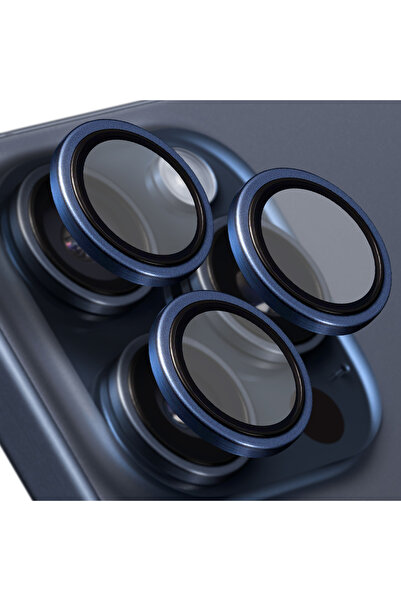 Buff Labs Buff iPhone 15 Pro Max / 15 Pro Titanyum Kamera Lens Koruyucu Blue