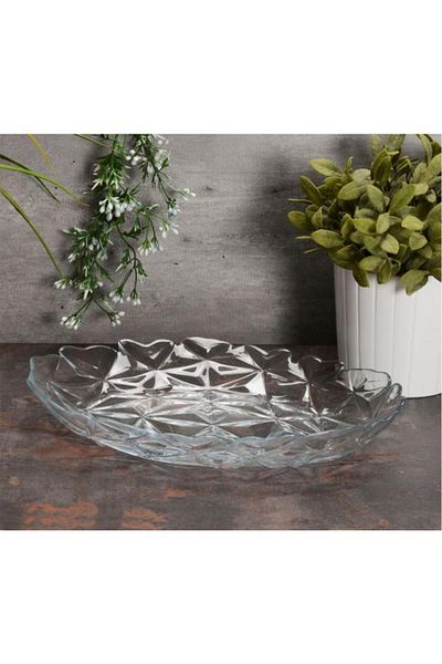 Paşabahçe 10717 Estrella 33cm Oval Glass Boat Serving Fruit Plate