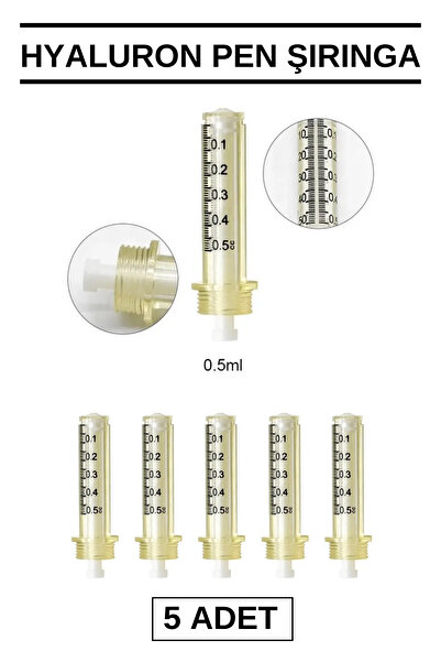 east medical Hyaluron Pen Kalem ŞIRINGA 0.5 ml 5 Adet Iğnesiz Başlık HYALURON PEN KALEM 0.5 ML 5 ADET
