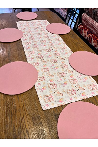 TUĞÇE DEMİR HOME DESIGN ATLI KARINCA DESEN RUNNER SUPLA (AMERİKAN SERVİS) TAKIM