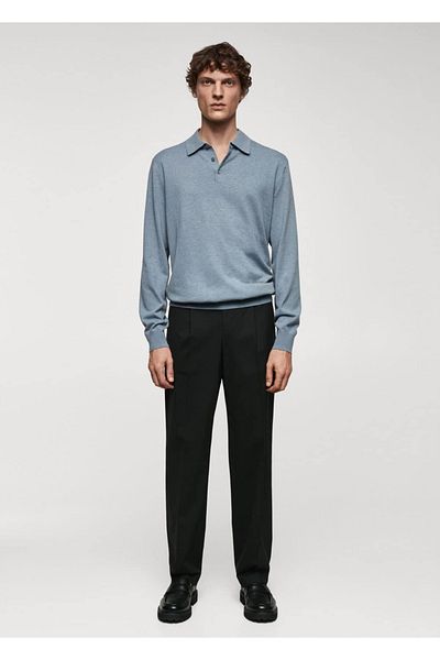 MANGO Man Langärmliges Poloshirt aus Baumwollstrick