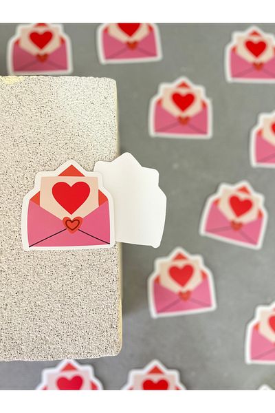 Meyofficial 20-Piece Heart Patterned Envelope Cut Gift Note Card - 8*8 cm