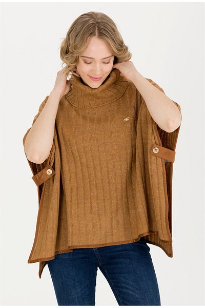 U.S. Polo Assn. Γυναικεία πλεκτά πόντσο US Polo AssnCamel Melange
