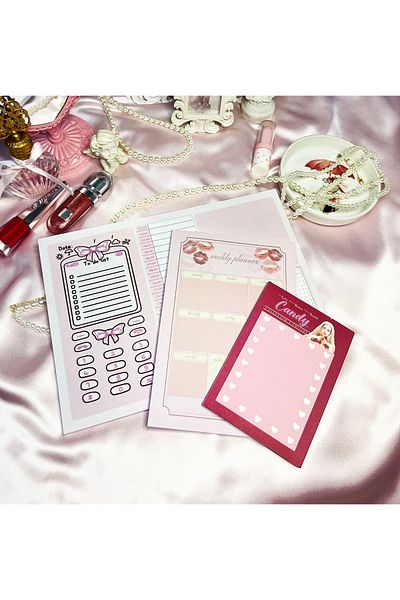 merccuri crafts a4-a5-a6 notepad planner notebook set with coquette glue