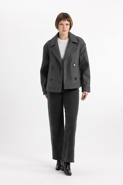 DeFacto Regular Fit Jacket Lapel Buttoned Short Eyebrow Coat B8832Ax24Sp