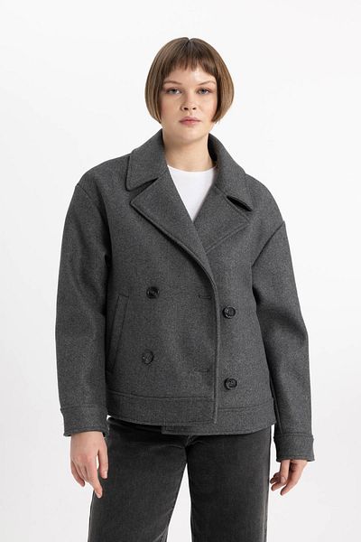 DeFacto Regular Fit Jacket Lapel Buttoned Short Eyebrow Coat B8832Ax24Sp