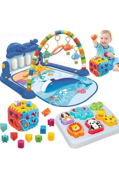 Shem Piyanolu Bebek Oyun Halısı Aynalı Müzikli Işıklı + 3d Hayvanlar Bultak +...