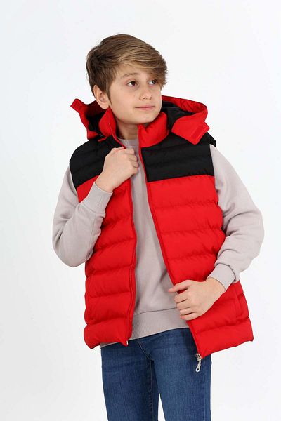 Buket Tekstil Red Boy's Double Color Inflatable Vest with Extra Fiber Filling