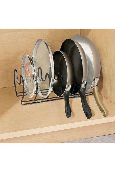 Kitchen Store Metal Black Pan And Pot Lid Organizer Rack Kitchen Cabinet Wire Pot Pan Organizer