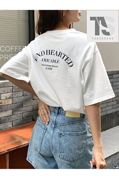 Tarzsokak Γραπτό φαρδύ κοντομάνικο μπλουζάκι