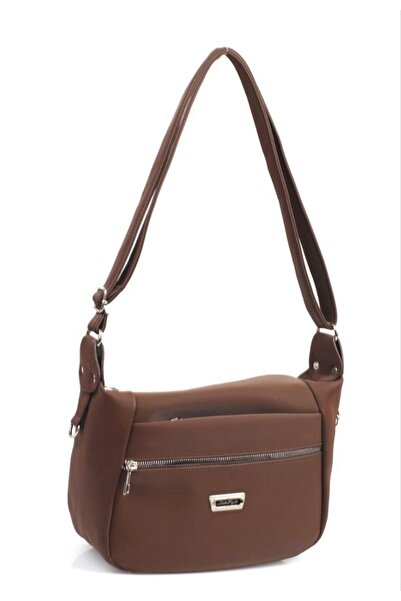 chocolatebag حقيبة كروس نسائية باللون البني - حزام بثلاثة أقسام