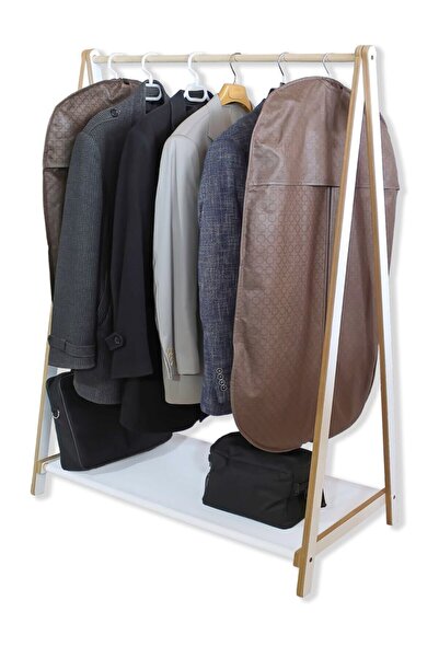 AsudeHome Ev Gereçleri Asudehome Ayaklı Konfeksiyon Askılık Ahşap Elbise Askılığı Portmanto