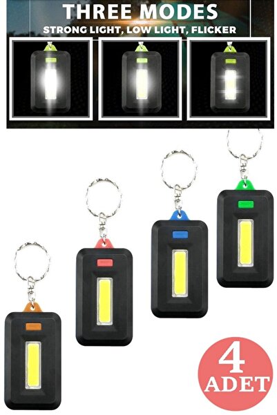 Uniquem Taşınabilir Pilli Fener Cob Led Seyahat Feneri Cep Boyutlu Anahtarlıklı