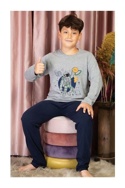 Pyjama Familya Σετ νεανικών πιτζάμες με μακρυμάνικο σχέδιο εποχής