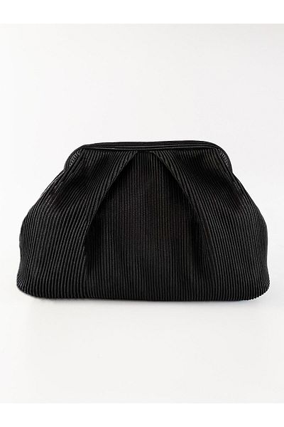 HEYBE'S Дамска черна плисирана дамска чанта клъч
