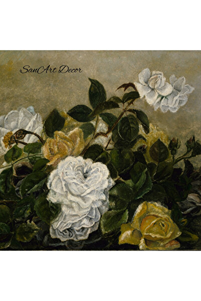 Sanart Pictură vintage cu rame, pictură în ulei, pictură înrămată, decor artistic, pictură cu flori