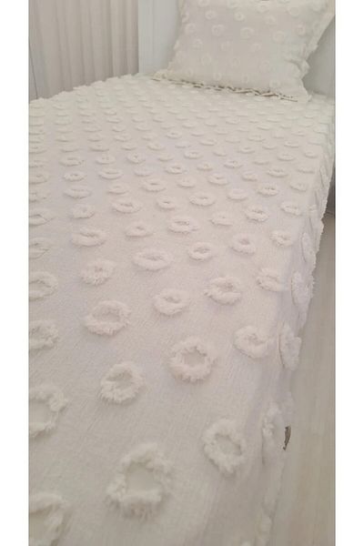 Tly Home Textiles غطاء سرير TLY POMPON فردي (EKRU)
