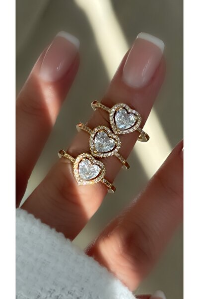 Vi store Çelik Gold Kalp Yüzük