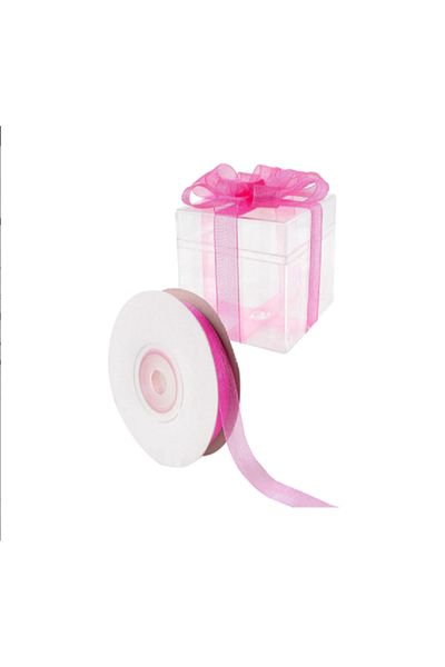 Nikah Şekeri Market 1 Cm Organza Ribbon - Fuchsia Organza Ribbon