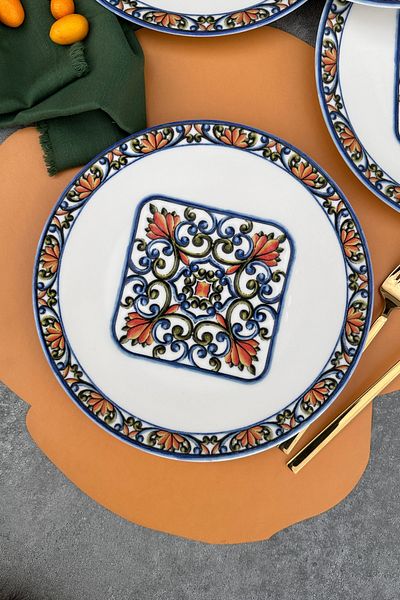 porselenden Verde 6-Person 25 cm Special Design Porcelain Serving Presentation Plate Set