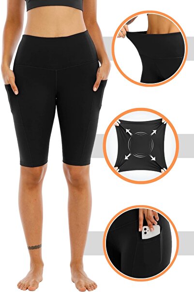 GHASSY CO. Women's High Waist Recovery Double Pocket Biker Shorts Short Sports Tights