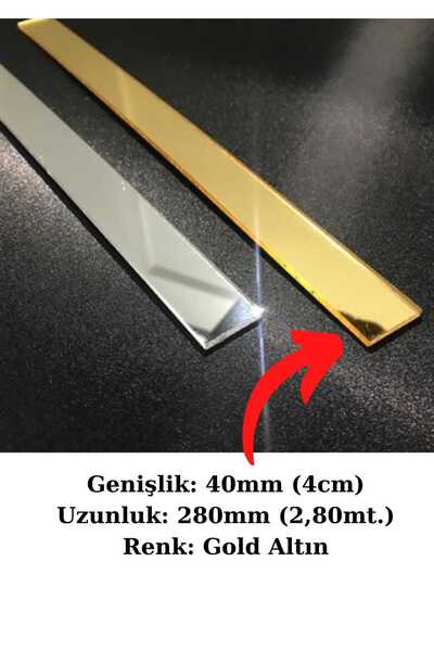 ARON BG (4 CM) Dekoratif Yapışkanlı (GOLD) Aynalı Pleksi Şerit Mobilya Dolap Süsü Altın - 40mm X 2800mm