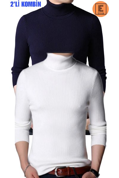 EMKA GİYİM Pachet de 2 pulover combinat cu gât țesut