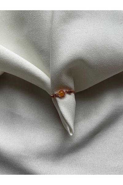 PelvedDesign Citrine Stone Handmade Copper Minimal Wire Ring
