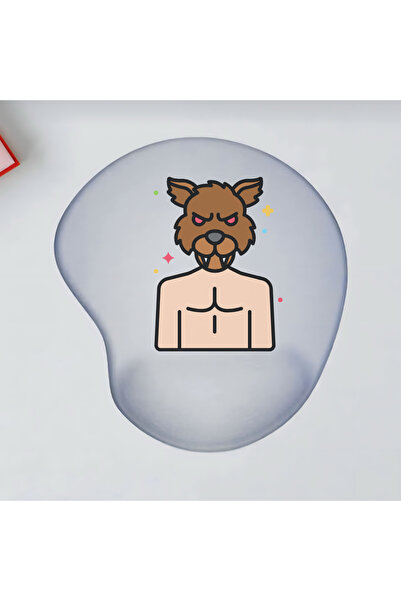 UcuruStore Σχέδιο Wolf Man - Χαριτωμένο οβάλ mouse pad με υποστήριξη καρπού