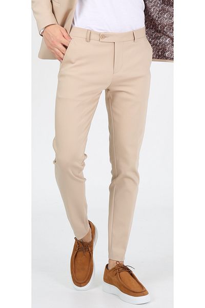 ACTUAL Beige Slim Fit Men's Trousers