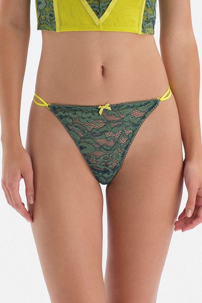 Dagi Green Net and Rope Detailed Lace Thong Panties