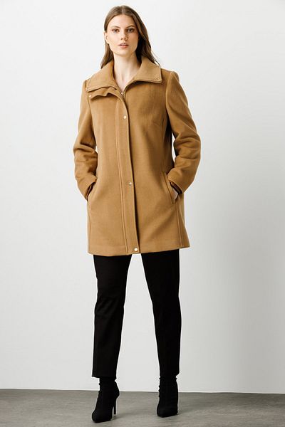 Ekol Stand Collar Zippered Coat