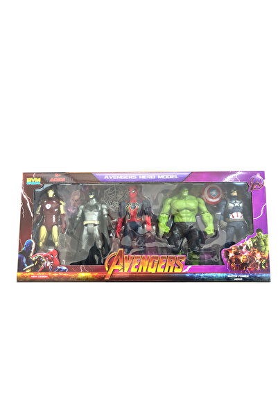 OYUNCAK STORE Avengers 5'li ışıklı büyük boy figür hulk örümcek adam batman d...