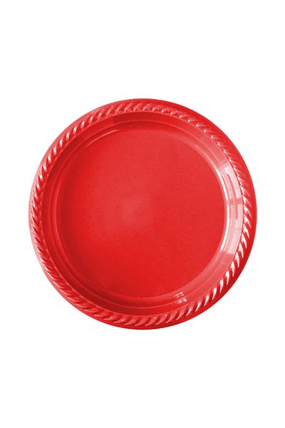 Kikajoy Red Disposable 22 cm 24 Pieces Plastic Plate