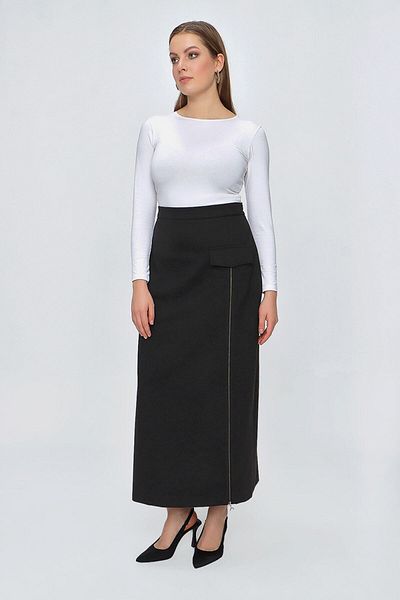 Aker Zipper Detailed Knitted Fabric Skirt