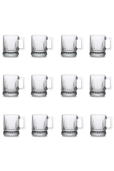 Paşabahçe Elysia 12 Pieces Mug Set with Handle - Tea and Coffee Glass