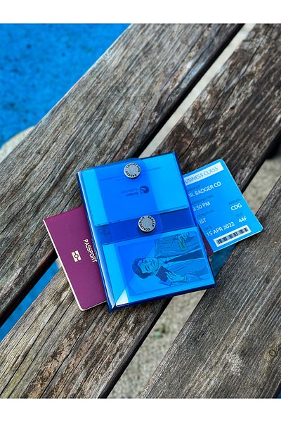 Badger Collection Passport Case Passport Holder Passport Wallet Blue Minimal Gift Design Transparent Pvc Jellypass