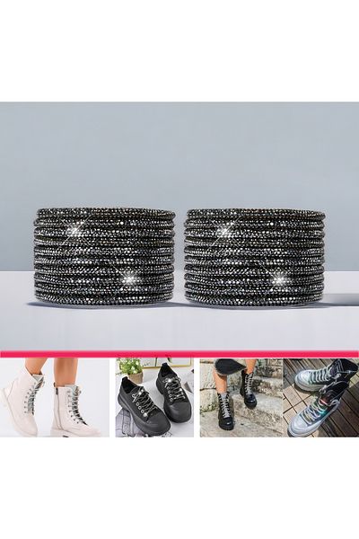 AiryFooT Crystal Stone Shiny Stone Boots and Shoelaces Tipless 150 Cm 1 Pair ( Smoked )