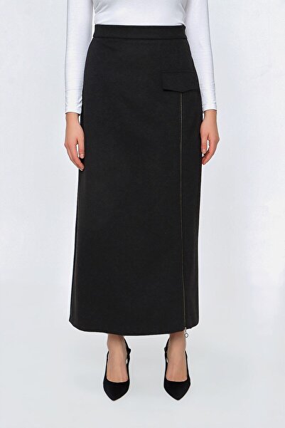 Aker Zipper Detailed Knitted Fabric Skirt