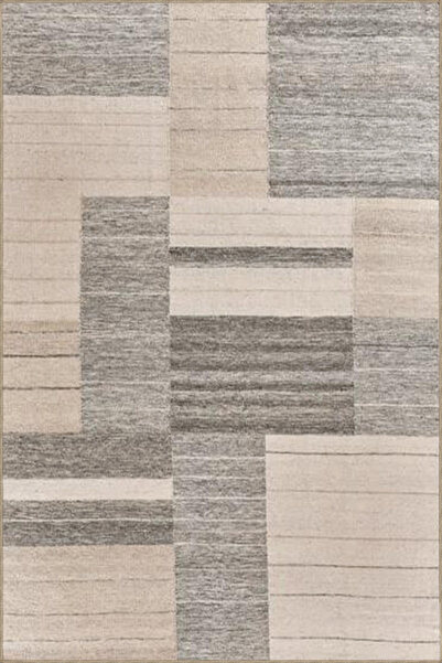 Rugs Modern Halı Μοντέρνο διακοσμητικό χαλί με γκρι μπεζ θέμα, με μικτά γεωμε...