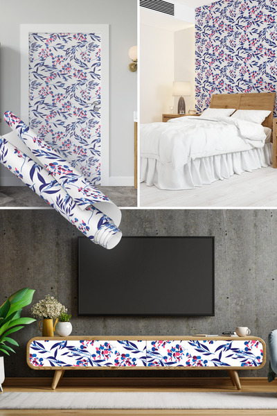 Dekoros Mor Çiçekli Yapışkanlı Folyo, Dekoratif Su Geçirmez, Masa Mobilya Dolap Kaplama Kağıdı 45x500cm 0808
