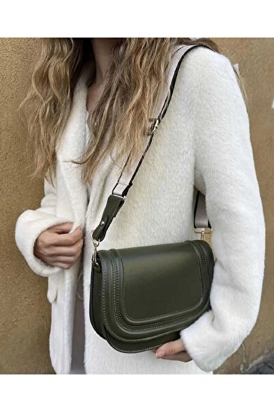 ZEKTON Kadın Yeşil 5 Bölmeli Astarlı Kapaklı Çıt Çıt Kapama El Kol Ve Omuz Ça...