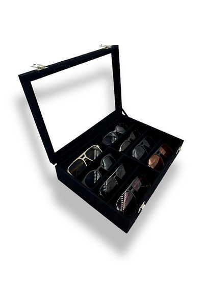 Dijital Çarşı Richbox 8-Piece Glasses Box Alcantara Black