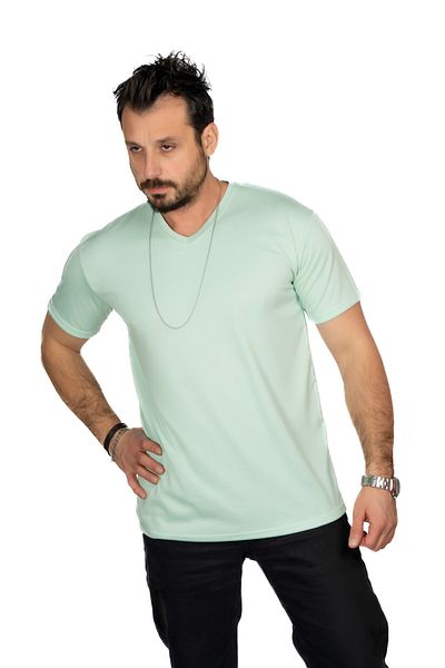 MAXI DRY Ανδρικό μπλουζάκι με λαιμόκοψη κατά της υπερβολικής εφίδρωσης, Αδιάβροχο, Διπλή στρώση, Πράσινο Μέντα