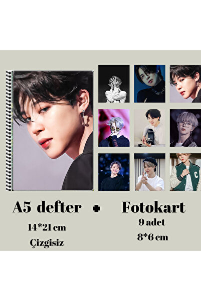 animeandyourworld Jimin BTS Defter A5 boyutu + 9 adet fotokart seti