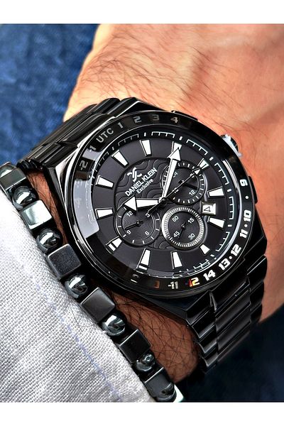 Daniel Klein Black Color Calendar Waterproof Men's Wristwatch - With Bracelet Gift