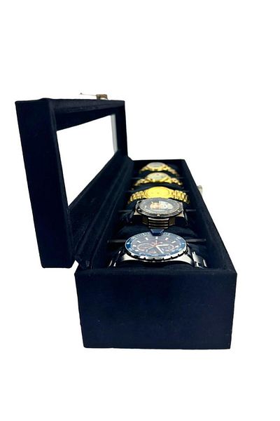 Dijital Çarşı Richbox Black Alcantara Suede 5-Piece Watch Box