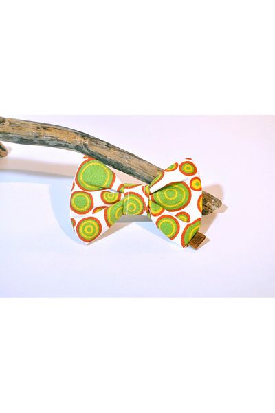 minart design ROUND GEOMETRIC PATTERNED GREEN RED TASMA COMPATIBLE CAT AND DOGS BOW TIE